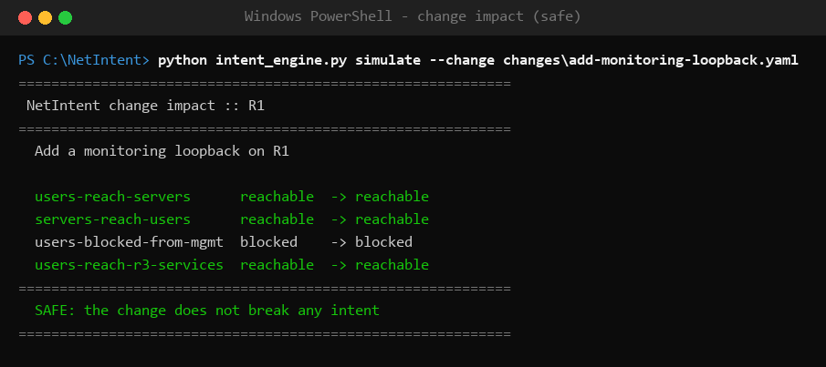 Safe change cleared